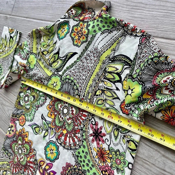 Natori Womens Multicolor Floral Allover Print‎ Button Front Top Size Small - Picture 8 of 8